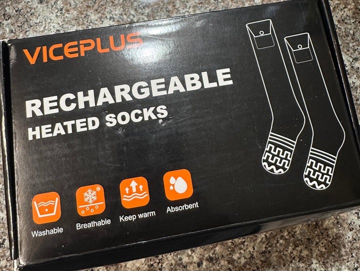 VICEPLUS RECHARGEABLE HEATED SOCKS - WASHABLE, BREATHABLE, ABSORBENT, ONE-SIZE