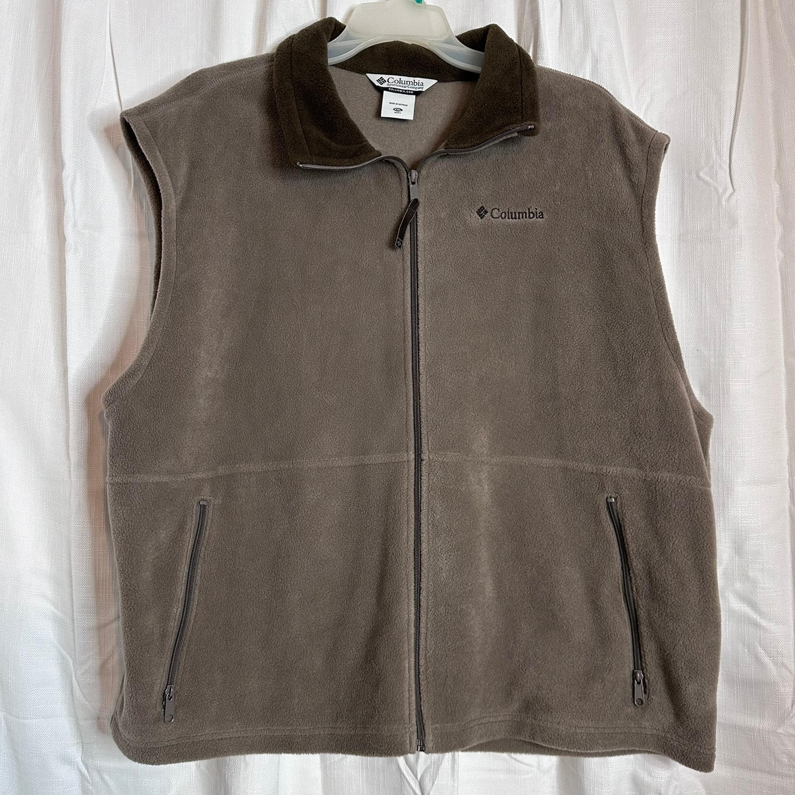 Columbia Sportwear Vest Men's Size XXL Full Zip High Neck Khaki Brown