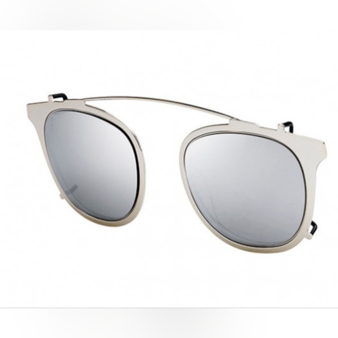 Dior Blacktie 238C 49mm Round Clip-On Sunglasses in Light Gold