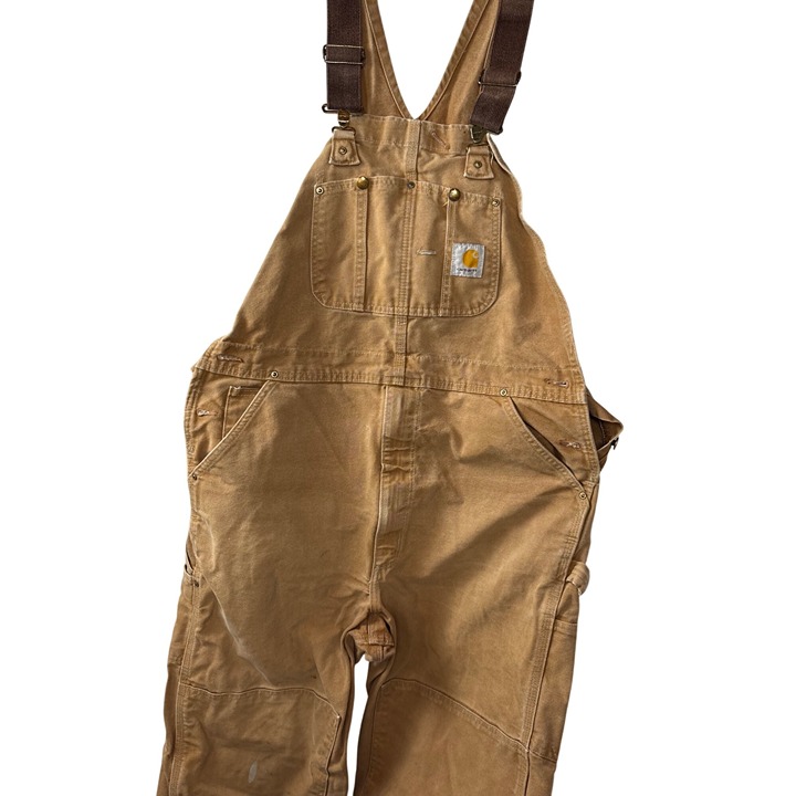 Carhartt Duck Bib Overalls Brown Mens Workwear Durable Canvas Adjustable Straps