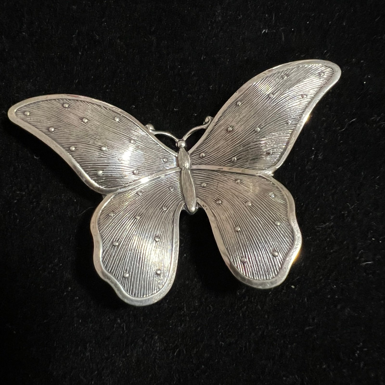 vintage BEAU Sterling Vintage BUTTERFLY Pin Brooch Etched Design Fine Condition