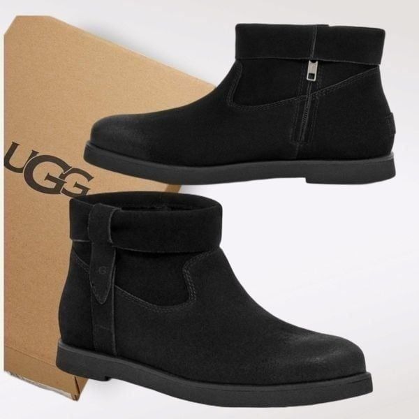 UGG Josefene Cuff Women's Short Suede Ankle Zip Boots in Black Size 9 NEW