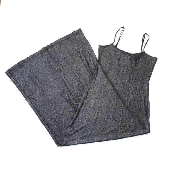 NWT Skims Soft Lounge Long Slip Dress in Onyx Foil Ribbed Long Slipdress XL