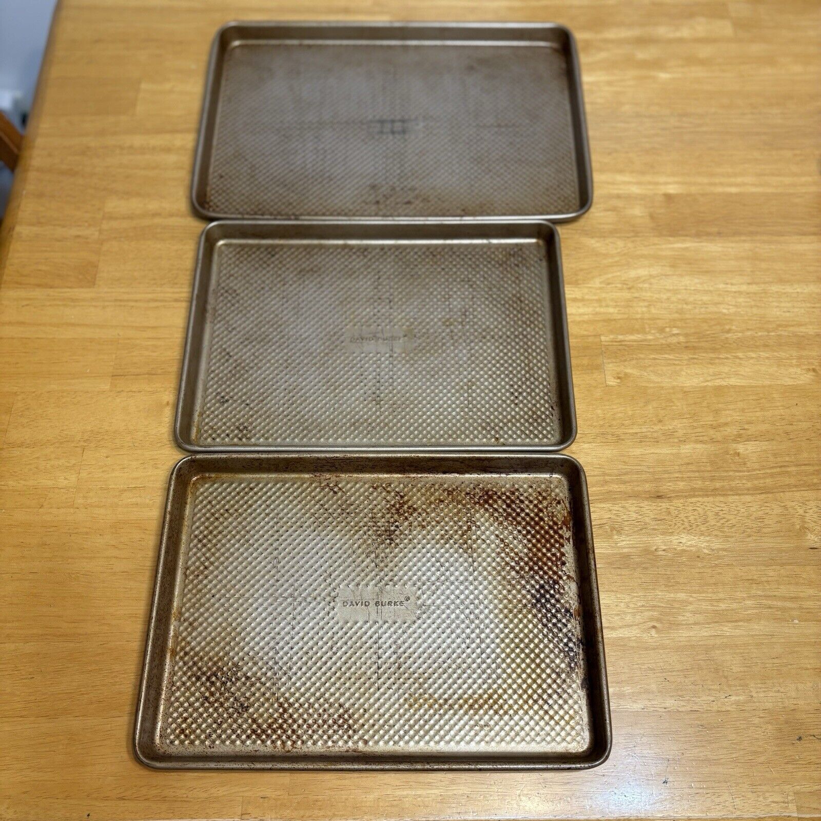 David Burke Baking Cookie Sheets Trays Gray Lot of 3 Used