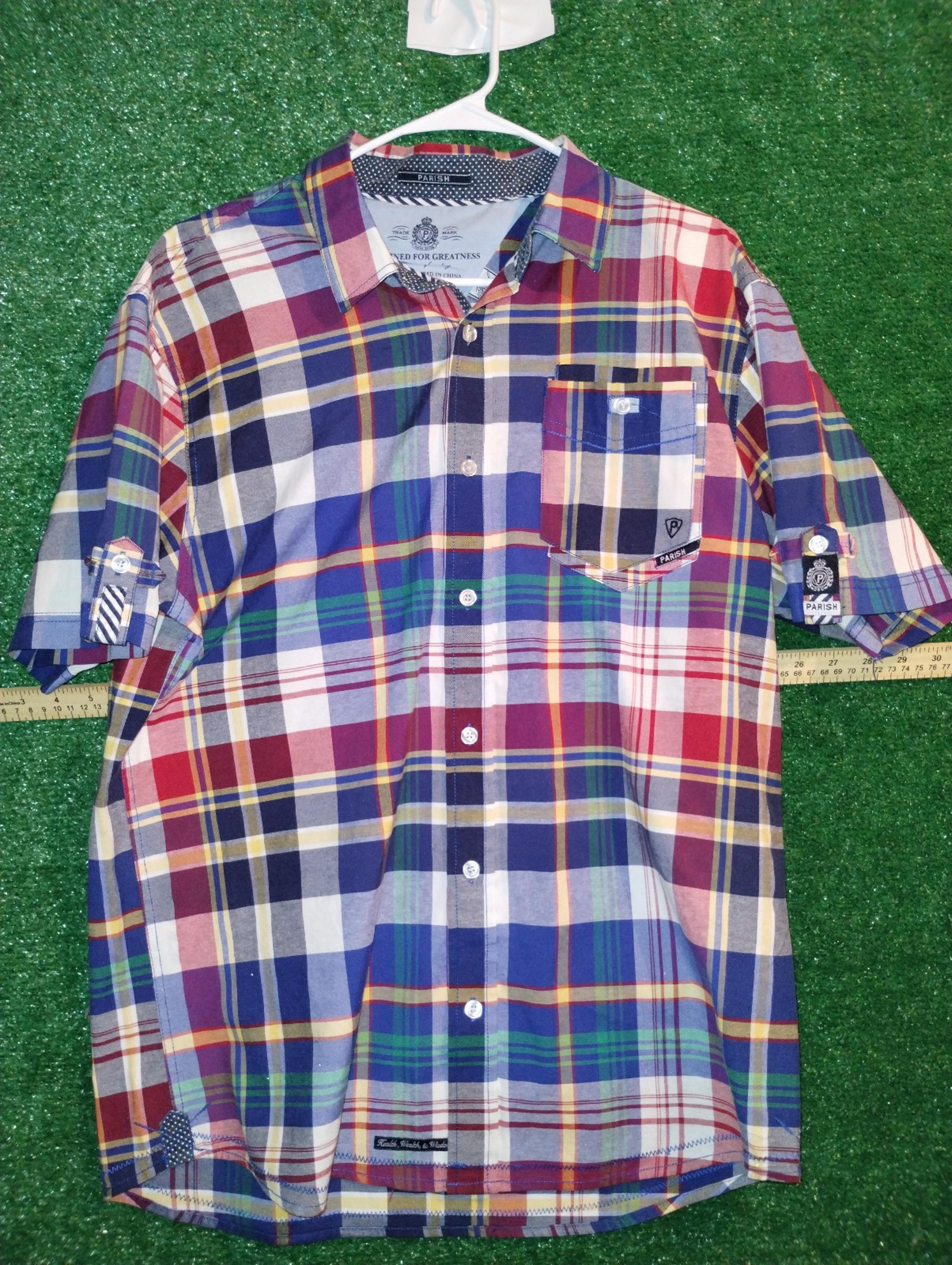 Parish Button Up Plaid Mens Shirt Size 2XL