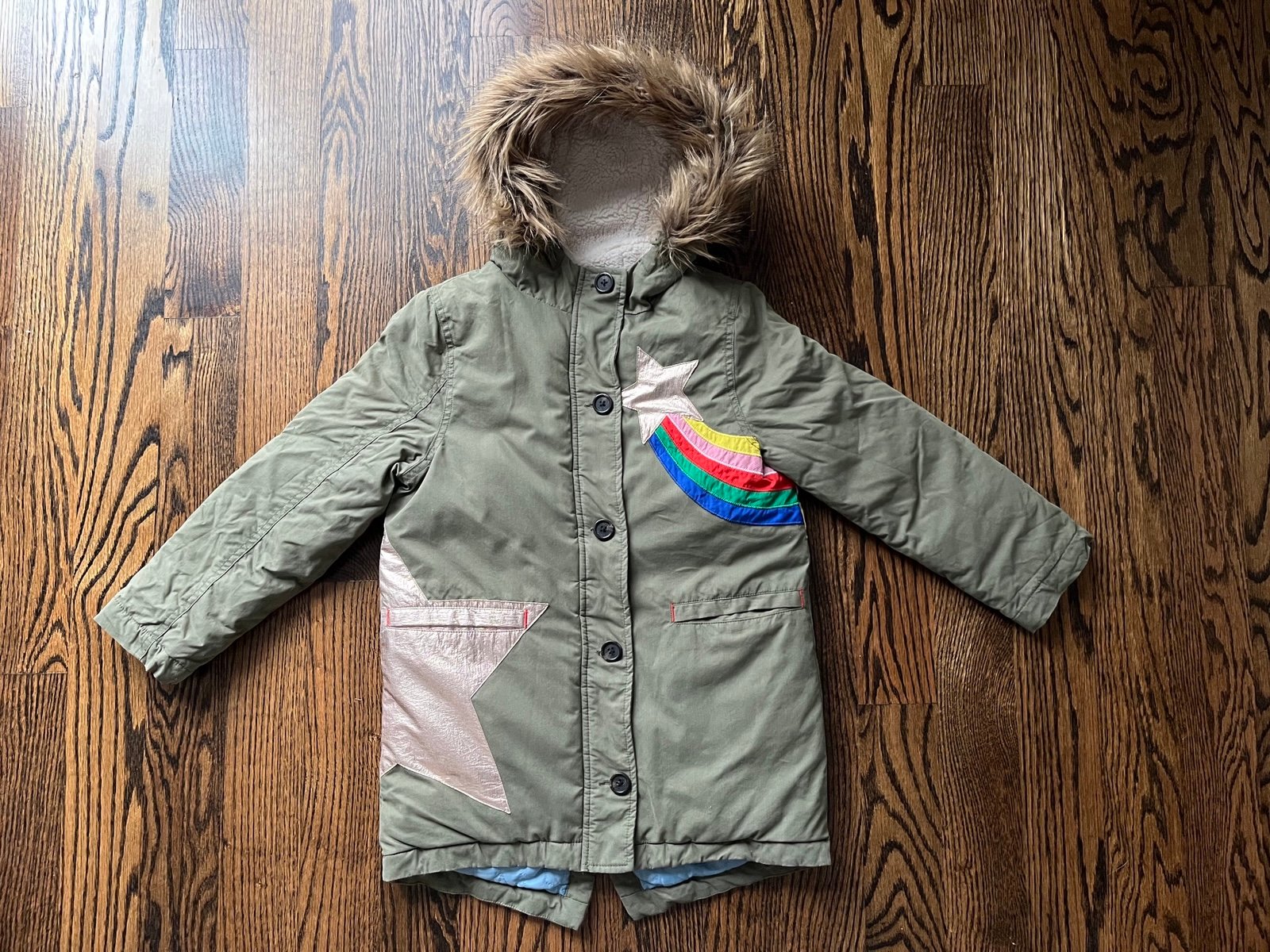 Boden Cosy Rainbow Star Parka (8-9Y)