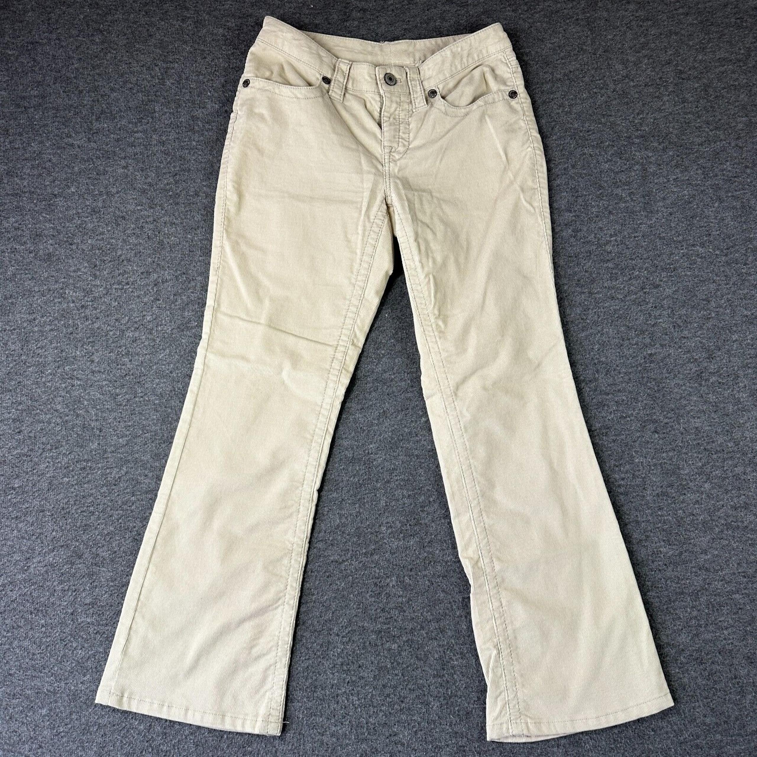 Vintage Y2K London Jean Corduroy Pants Womens 10 Beige Bootcut Flap Pocket