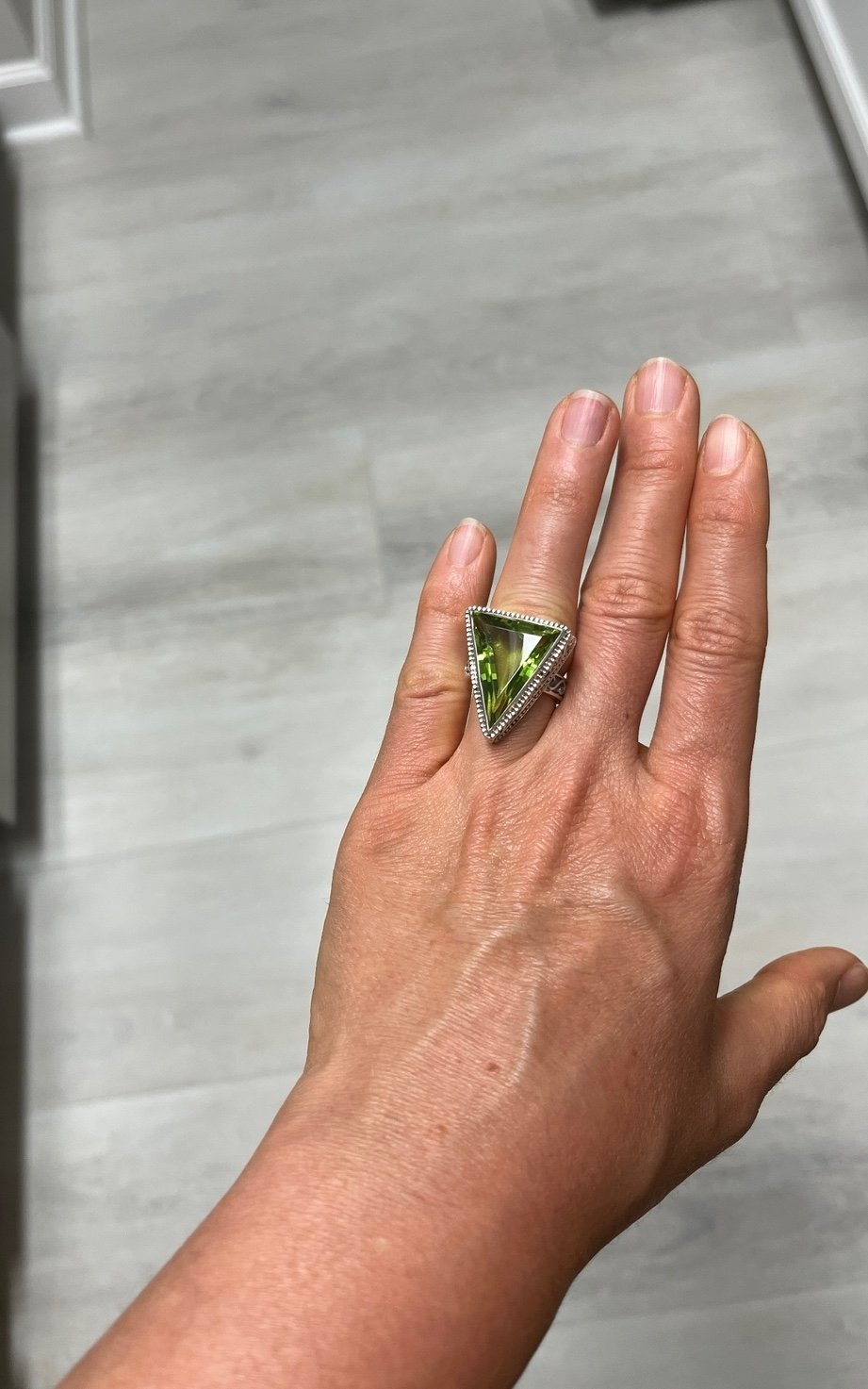 Vintage 15 Carat Peridot Sterling Silver Ring