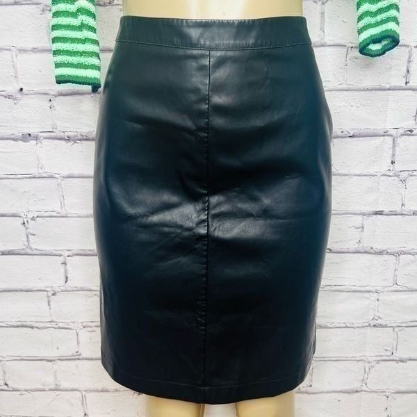 Cupcakes And Cashmere Womens Black Zip Faux Leather Pencil Skirt Size 10 New