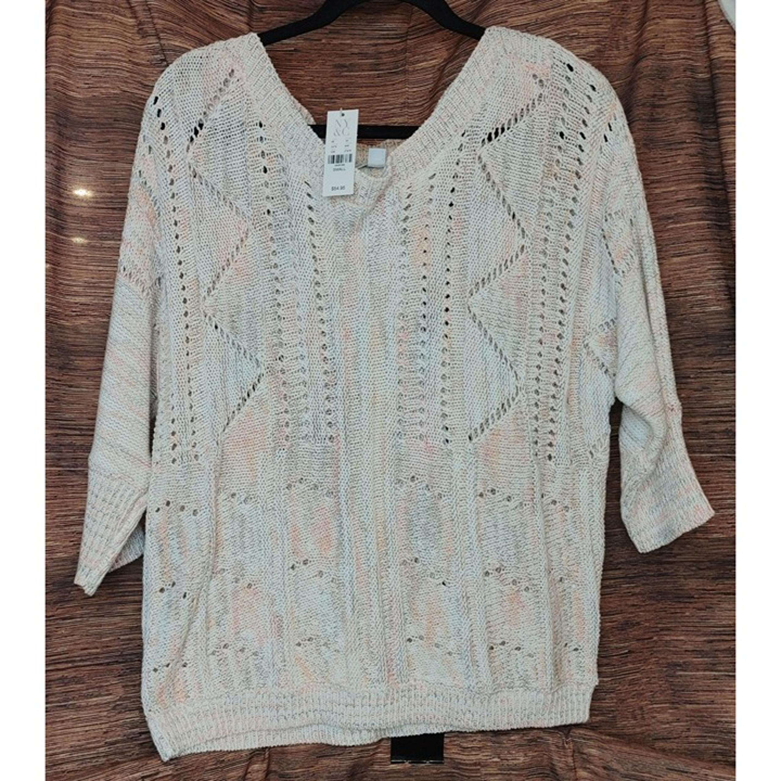 New York and Company Women's Lavender Crochet 1/2-Sleeve Pullover Size S
