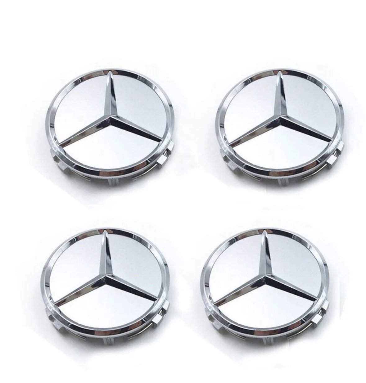 Mercedes-Benz Silver/Chrome Wheel Center Hub Caps - 75MM AMG WREATH Set of 4 New
