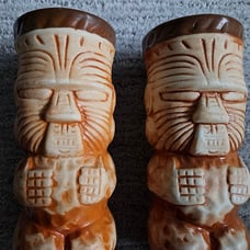 Pair of Vintage Tiki Mugs from Trader Dicks Nugget Reno John Ascuaga's Nugget