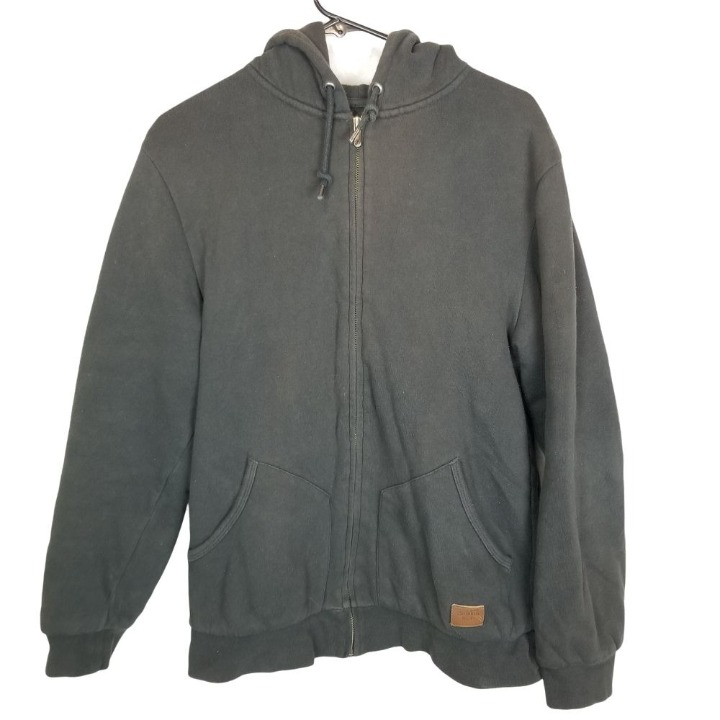 Brixton Mens M Brown Full Zip Hoodie Jacket Quilted Lining Long Sleeves Pockets