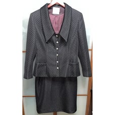 Mackie By Bob Mackie Vintage 80s Quilted Black Formal Jacket Skirt Suit Size 12