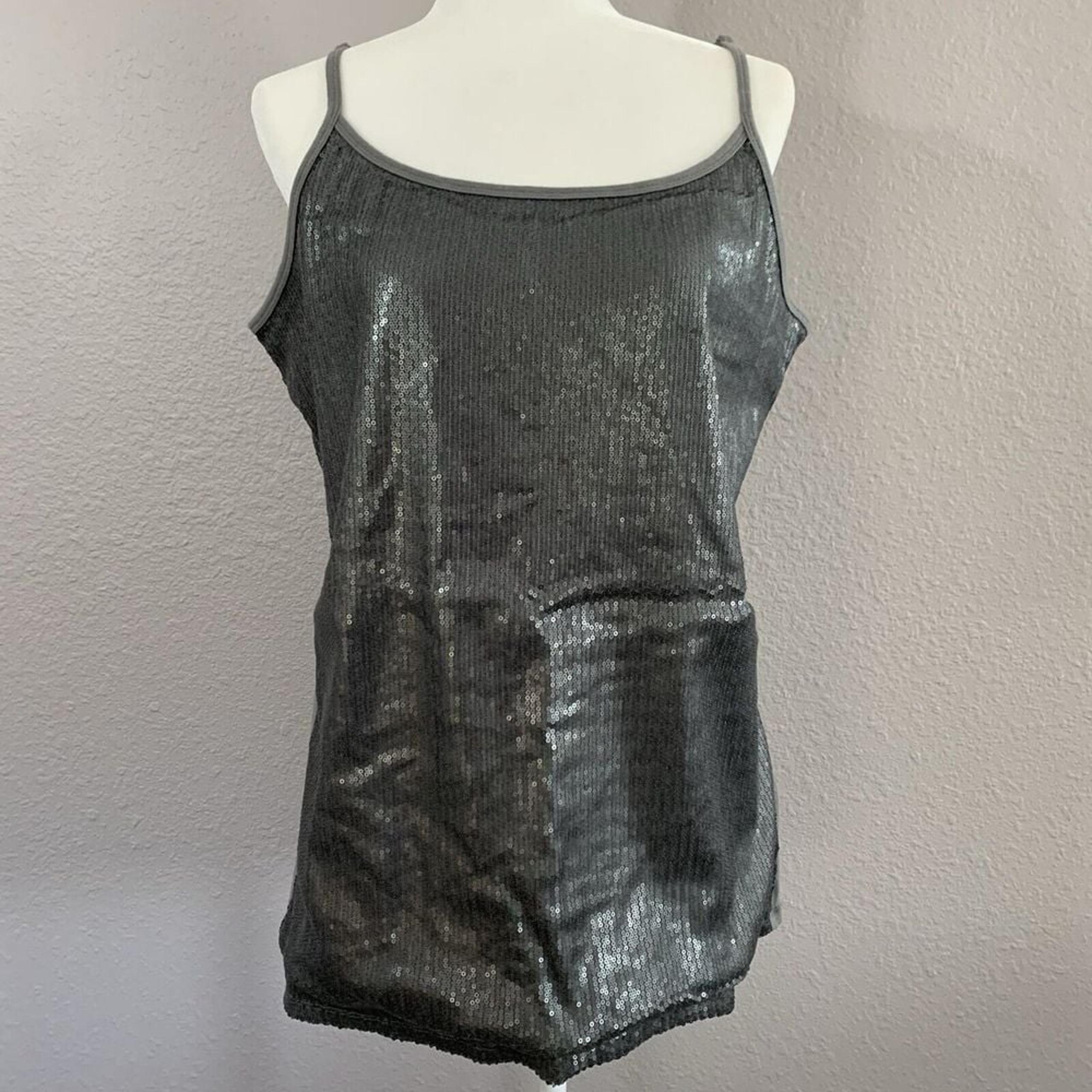 Torrid Women's 3X Dark Gray Sequin Front Shirt Cami Camisole Adjustable Straps