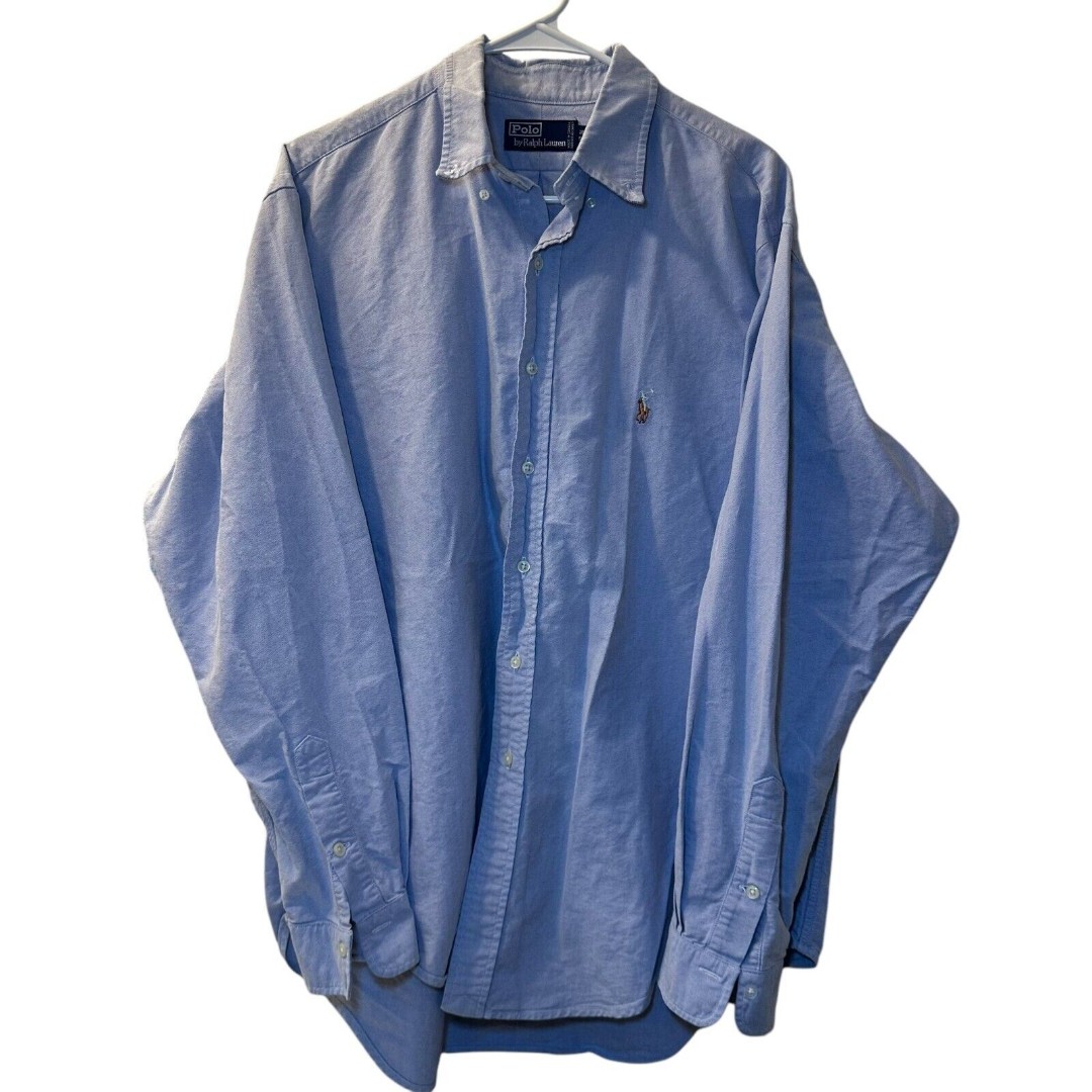 Polo Ralph Lauren Button Down Droptail Shirt Men's 17-36 Blue Flesh Color Horse