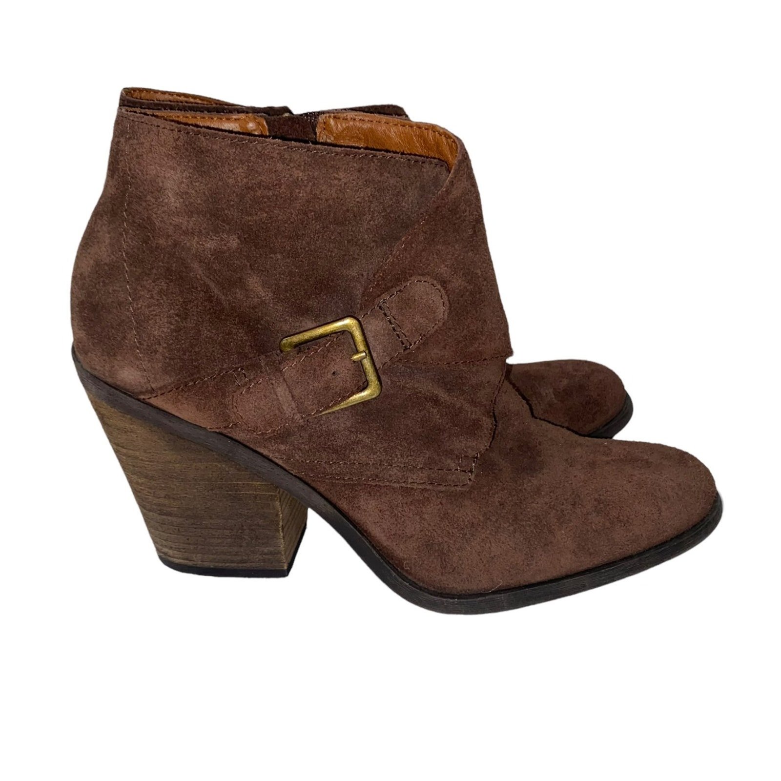 Lucky Brand Eastin 9.5 brown suede 3.5 block heel boots