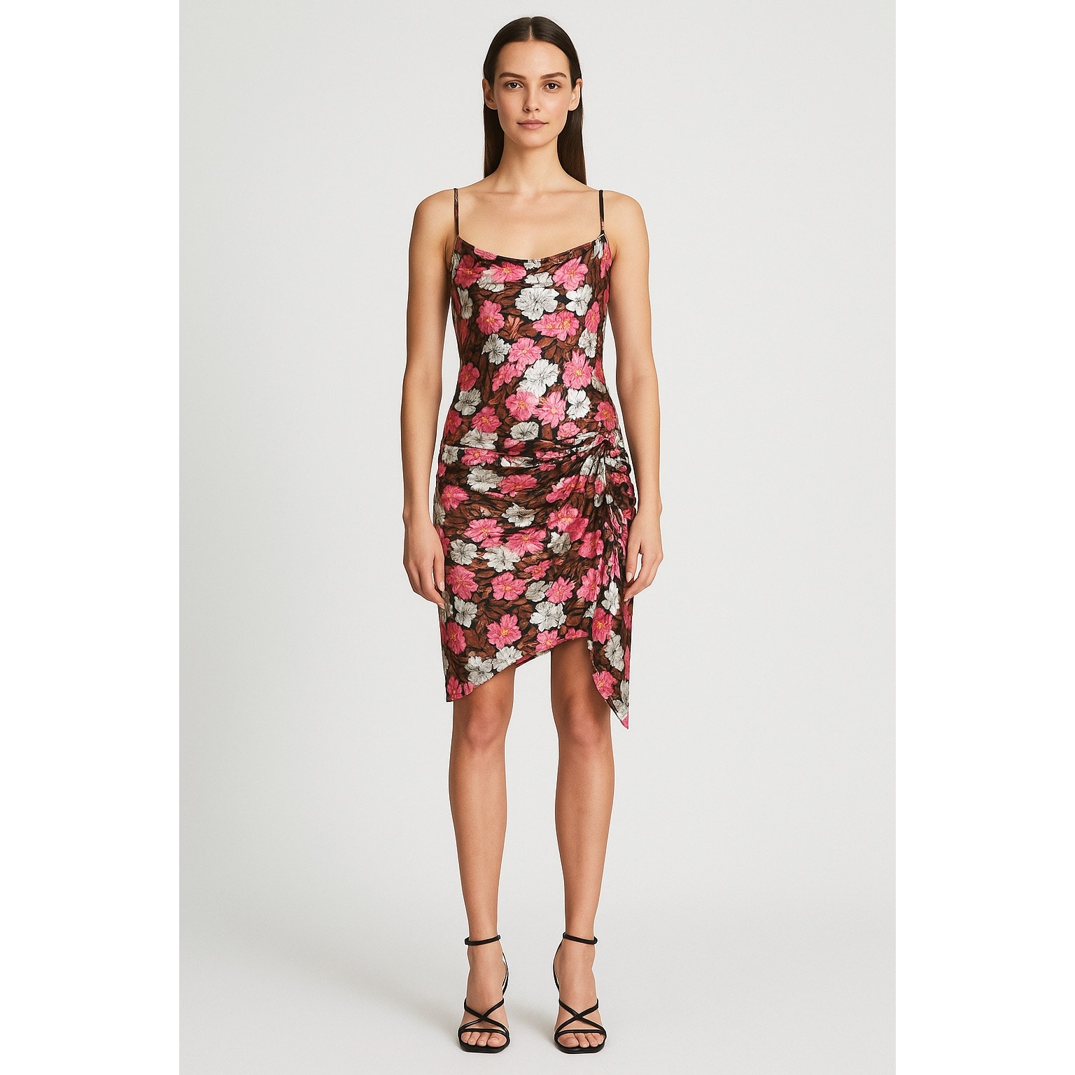 Cinq á Sept Whitney Floral Tie Hem Minidress in Black Multi 6