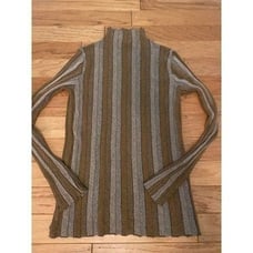 Zara knit women's Italian yarn, brown striped long sleeve high neck pullover med