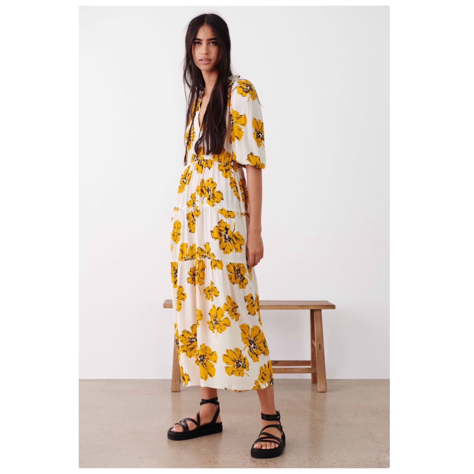 ba&sh Kory Floral Print Midi Dress