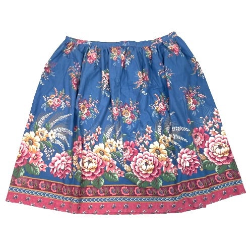 1980s Aunt Abigail’s Attic Country Floral Full Knee Skirt Plus Size Vintage
