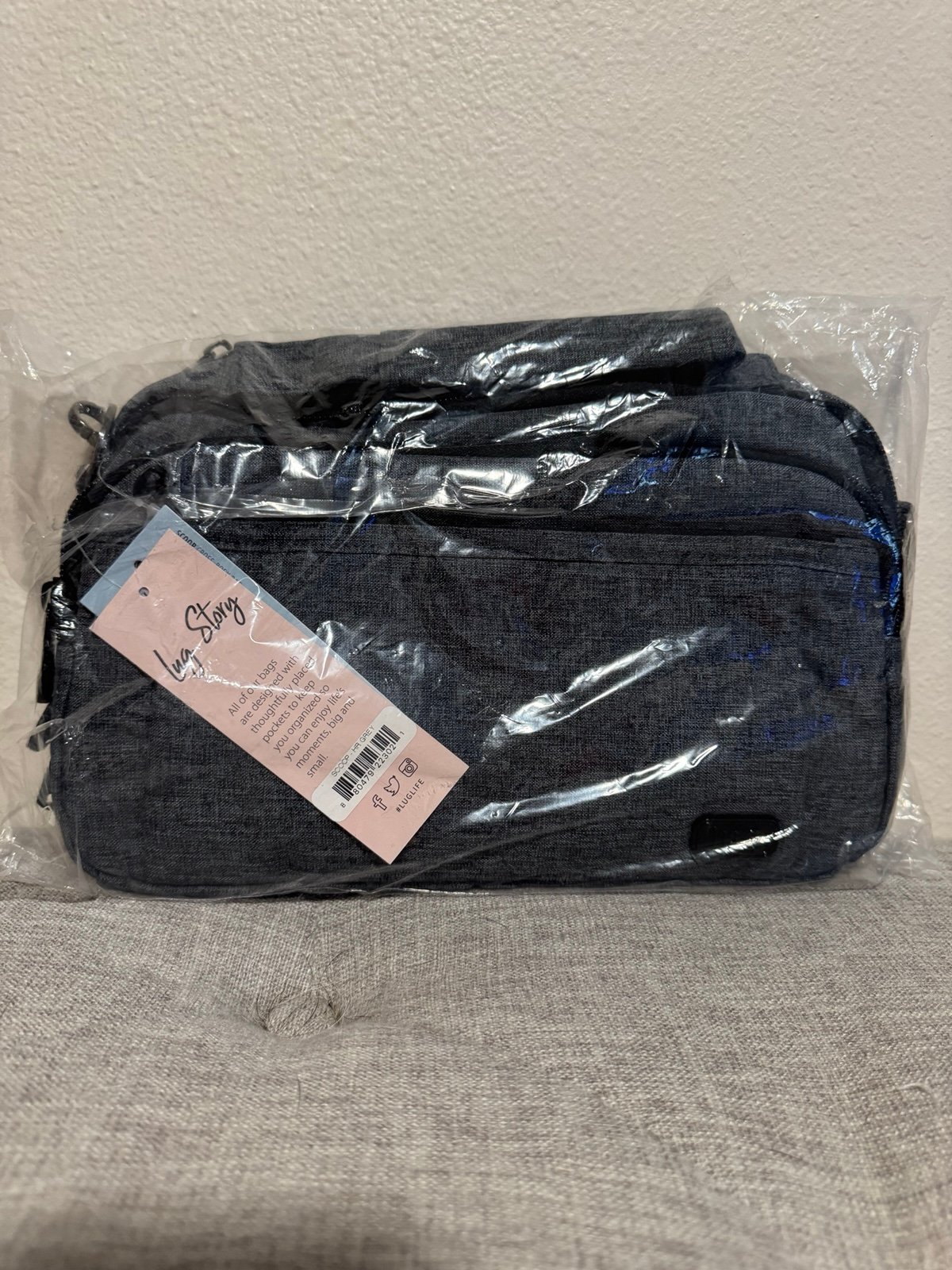Lug Scoop Crossbody Bag Charcoal Crosshatch NWT