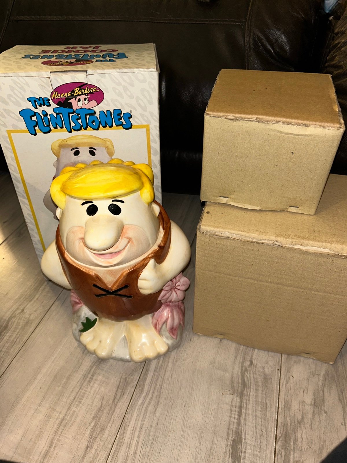 Vintage COOKIE JAR Barney Rubble, The Flintstones TV Show. Boxed, 1994 Hanna Bar