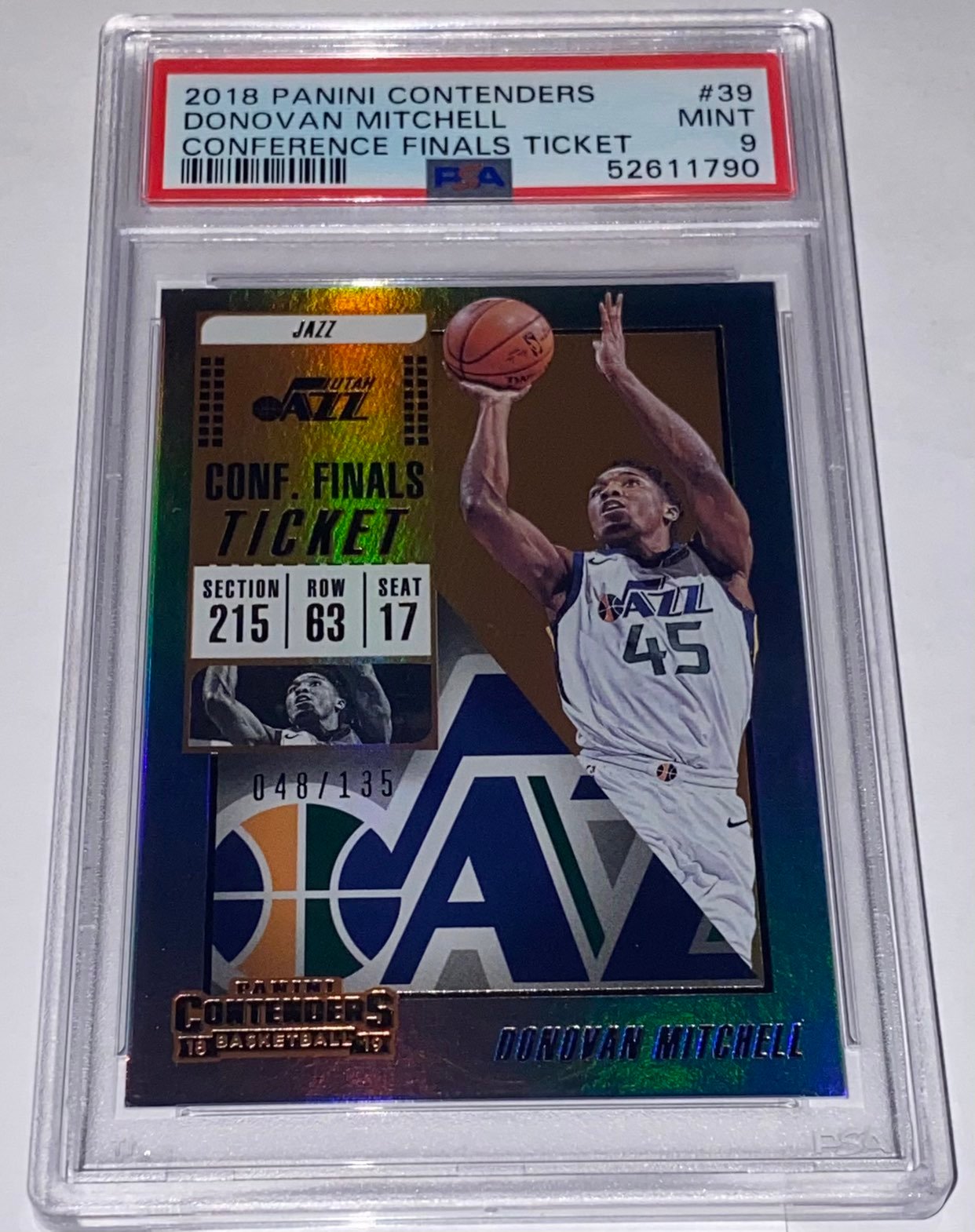 Donovan Mitchell 2018 Panini Contenders #39 Conference Finals Ticket /135 PSA 9