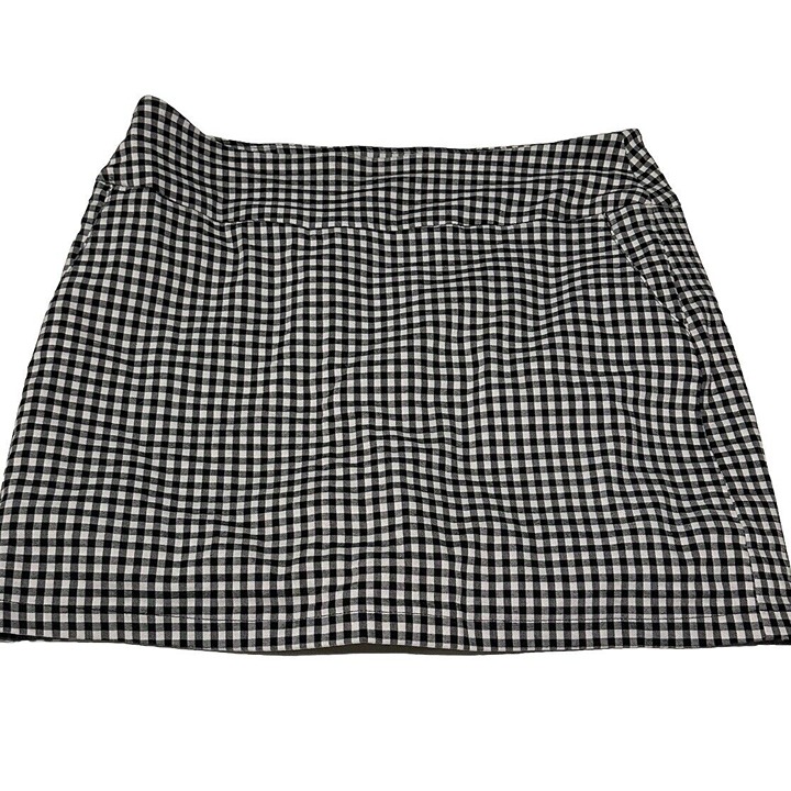 attyre Ladies sz 10 Tennis Golf Pickleball skort stretch pull on Plaid Pocket