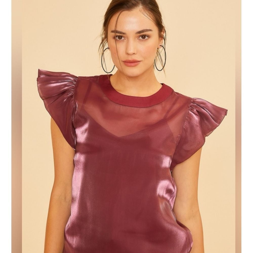 Anniewear XL 2 Piece blouse and Camisole NWT Maroon