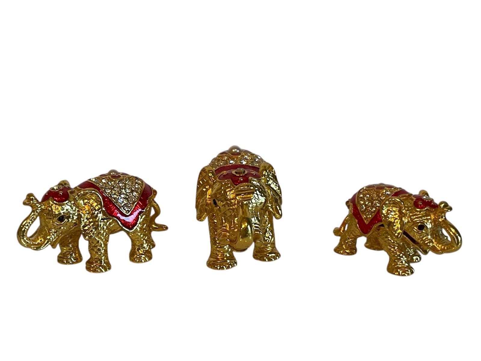 Set of 3 elephants Bejeweled Trinket Box(es)