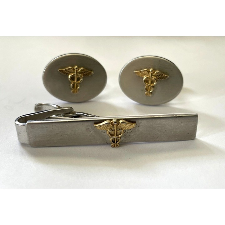 Mid Century Signed Speidel Cardecus Cuff Links & Tie Bar Set