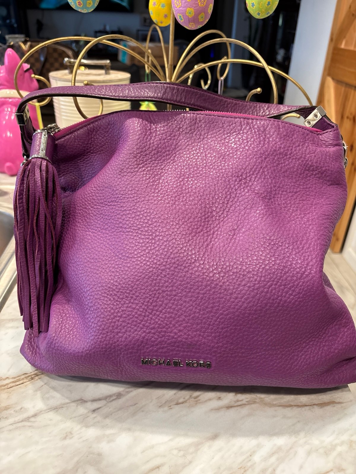 Michael Kors Women's Large Weston Top Zip Shoulder Bag - Purple