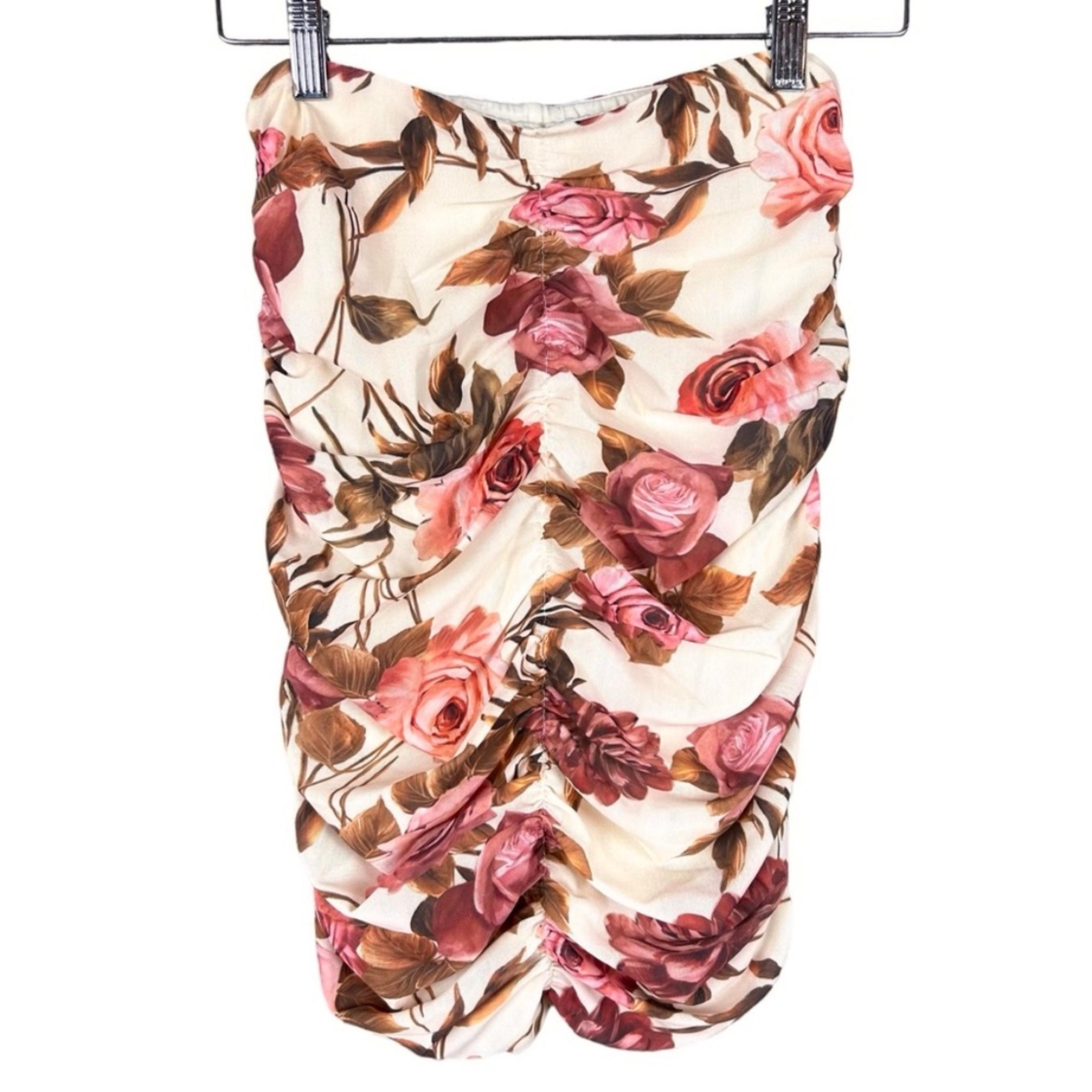 L'Agence Veronica Ruched Floral Mini Skirt Shirred Mesh S New