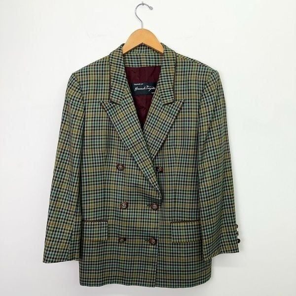 Hernando Trujillo Women’s Vintage Multicolored Longline Double Breasted Check Pl