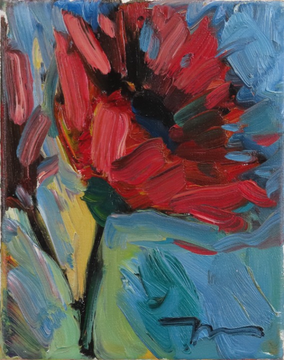 Jose Trujillo Red Daisy Oil Painting Art