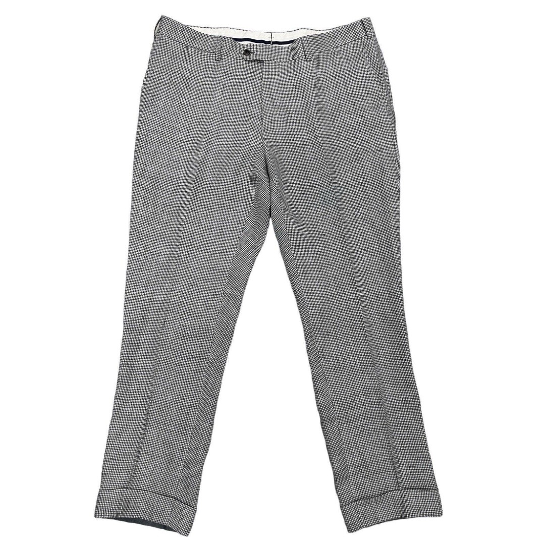 F. LLI Ormezzano Suitsupply Soho Pants Gray Linen Houndstooth Cuffed Men’s 38/31