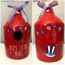 Painted Rae Dunn Inspired HOME OF THE BRAVE Birdhouse- Read Description!!
