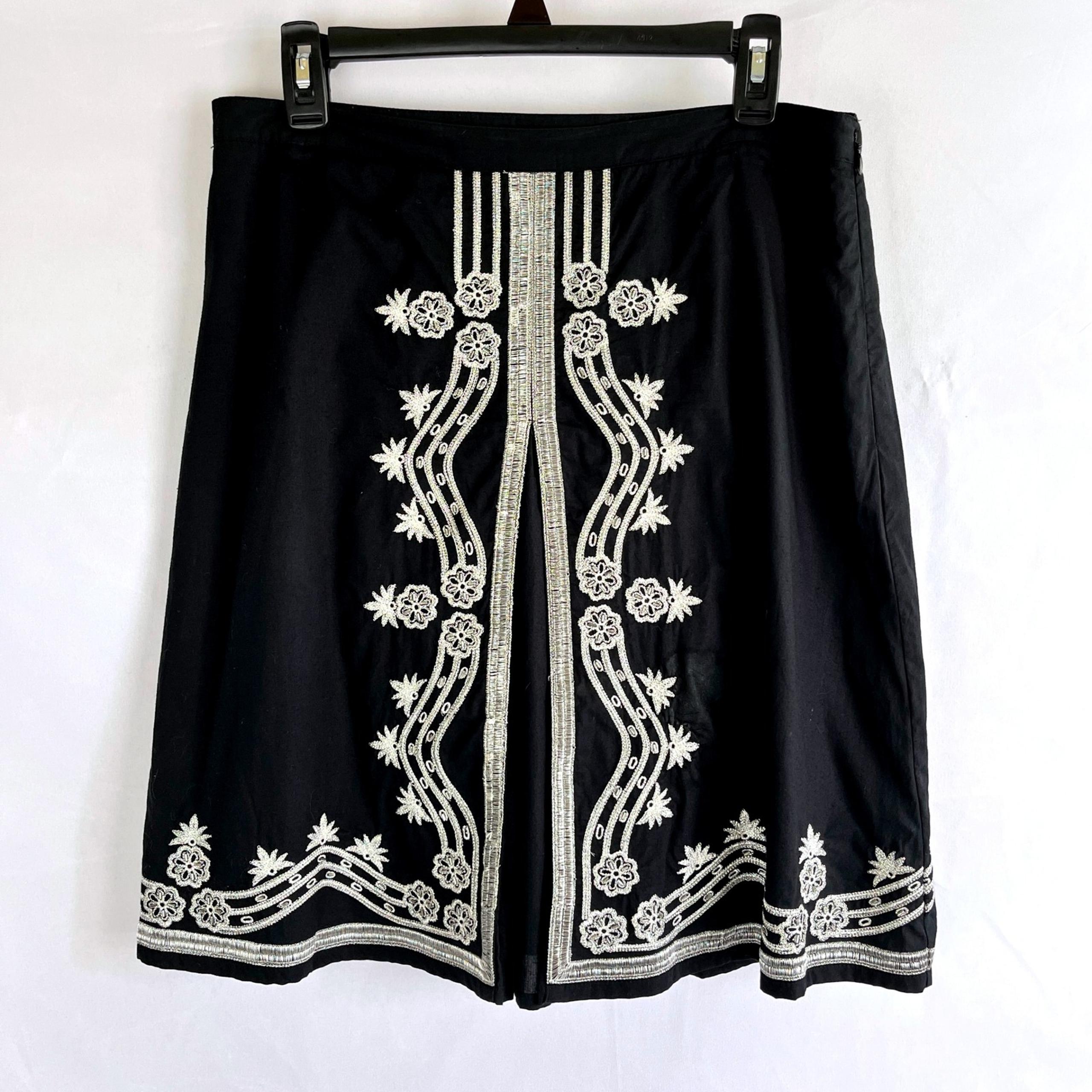 Vintage Old Navy Sz 6 Embroidered A-Line Skirt Boho Witchy Whimsigoth Fairy