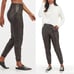 SPANX women’s Faux Leather jogger Black pull on style W/front pockets Sz-L G18