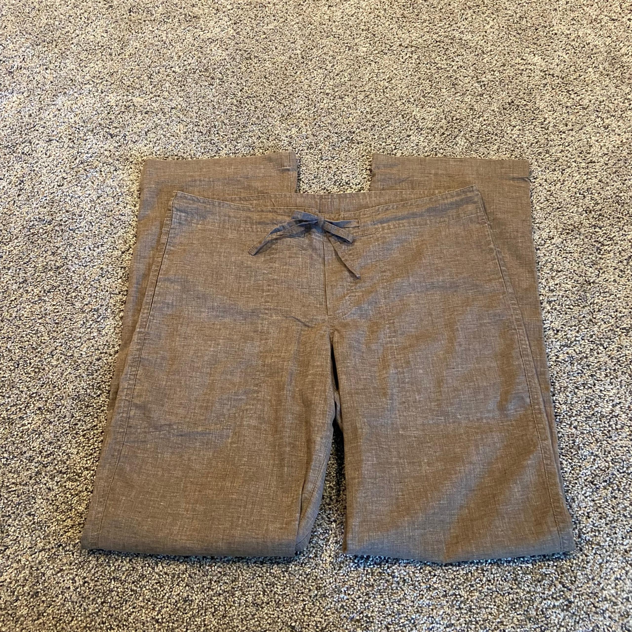 Prana brown tan cargo tie waist pant flare wide leg