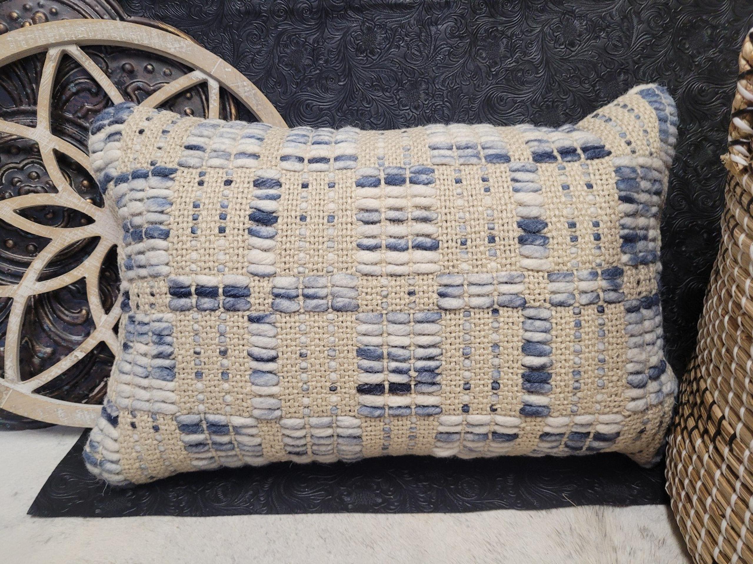 MAGNOLIA HOME Joanna Gaines Woven Decorative 14 x 22, Lumbar pillow, like new