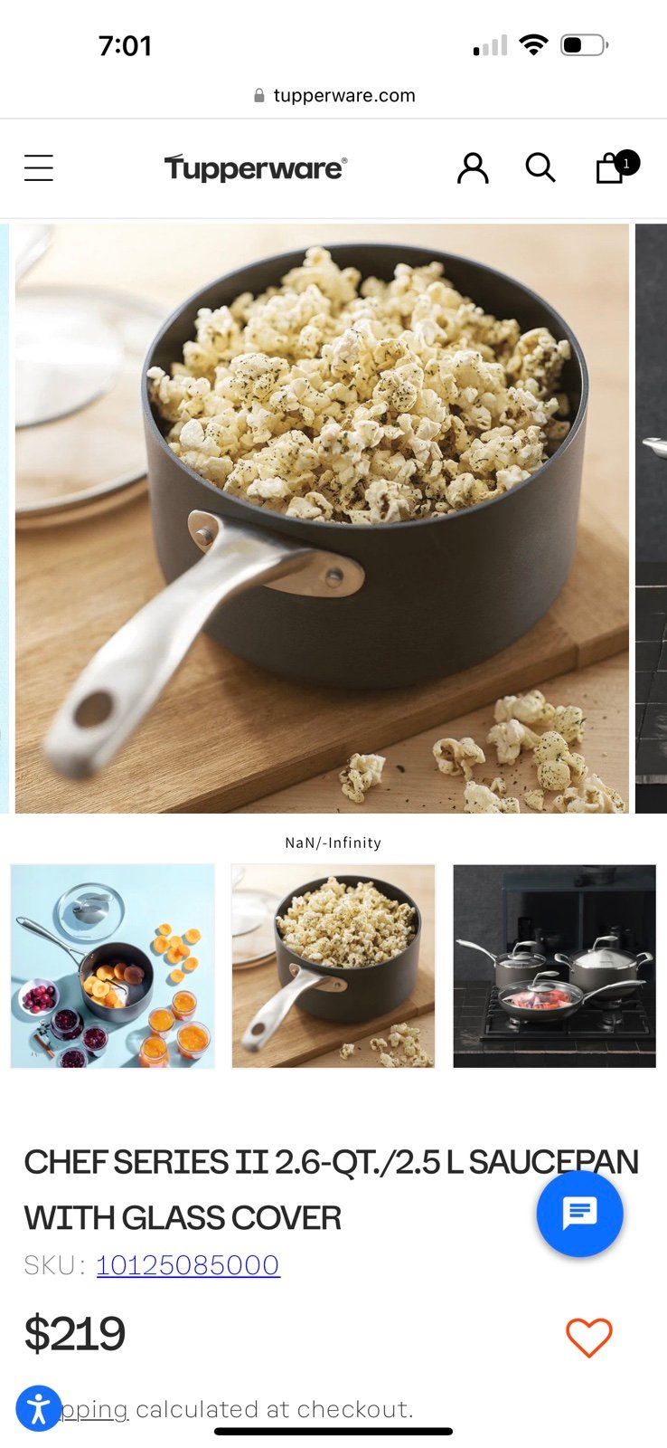 Tupperware Chef Series 2.6qt saucepan with cover