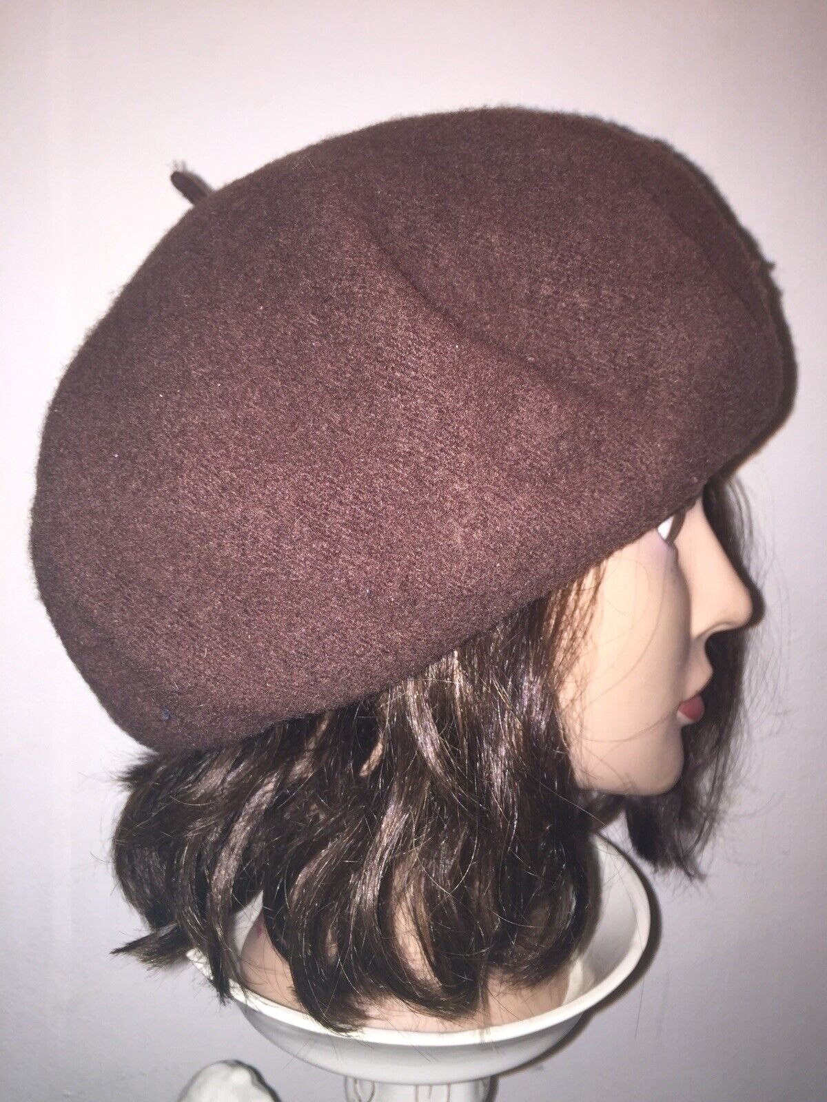 Vintage Wool Beret HAT Brown Silk Lined 70s 80s Womens Accessories Ladies