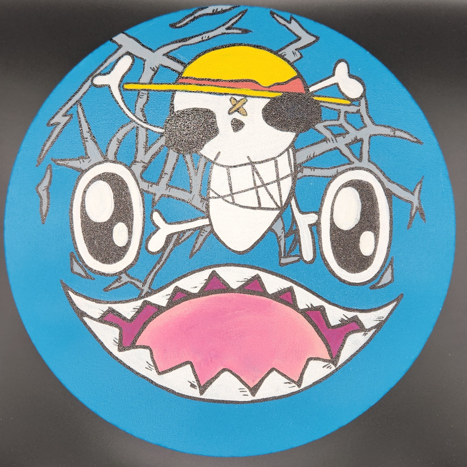 One Piece Laboon Acrylic Painting on Circle Canvas