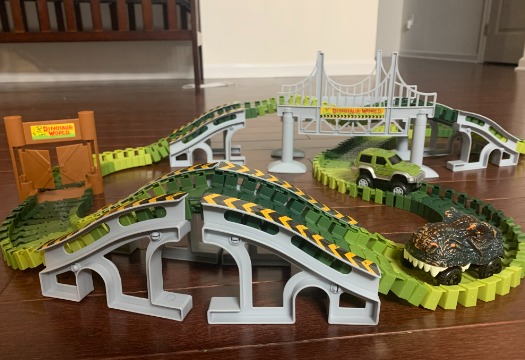New Dinosaur Toys, 201Pcs Create A Dinosaur World Road Race with Rolling Ball.