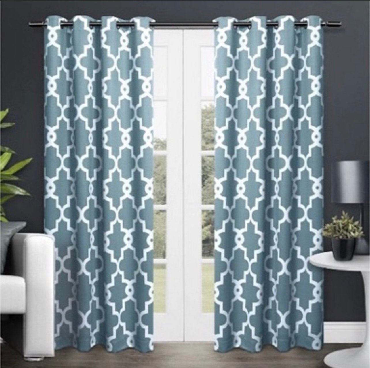 Kirklands Home OXFORD TEAL THERMAL Curtain Panel SET 96” NWT Home Decor Blackout