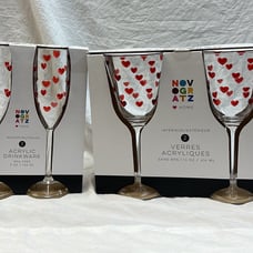 Valentines acrylic champagne flute and wine goblet set