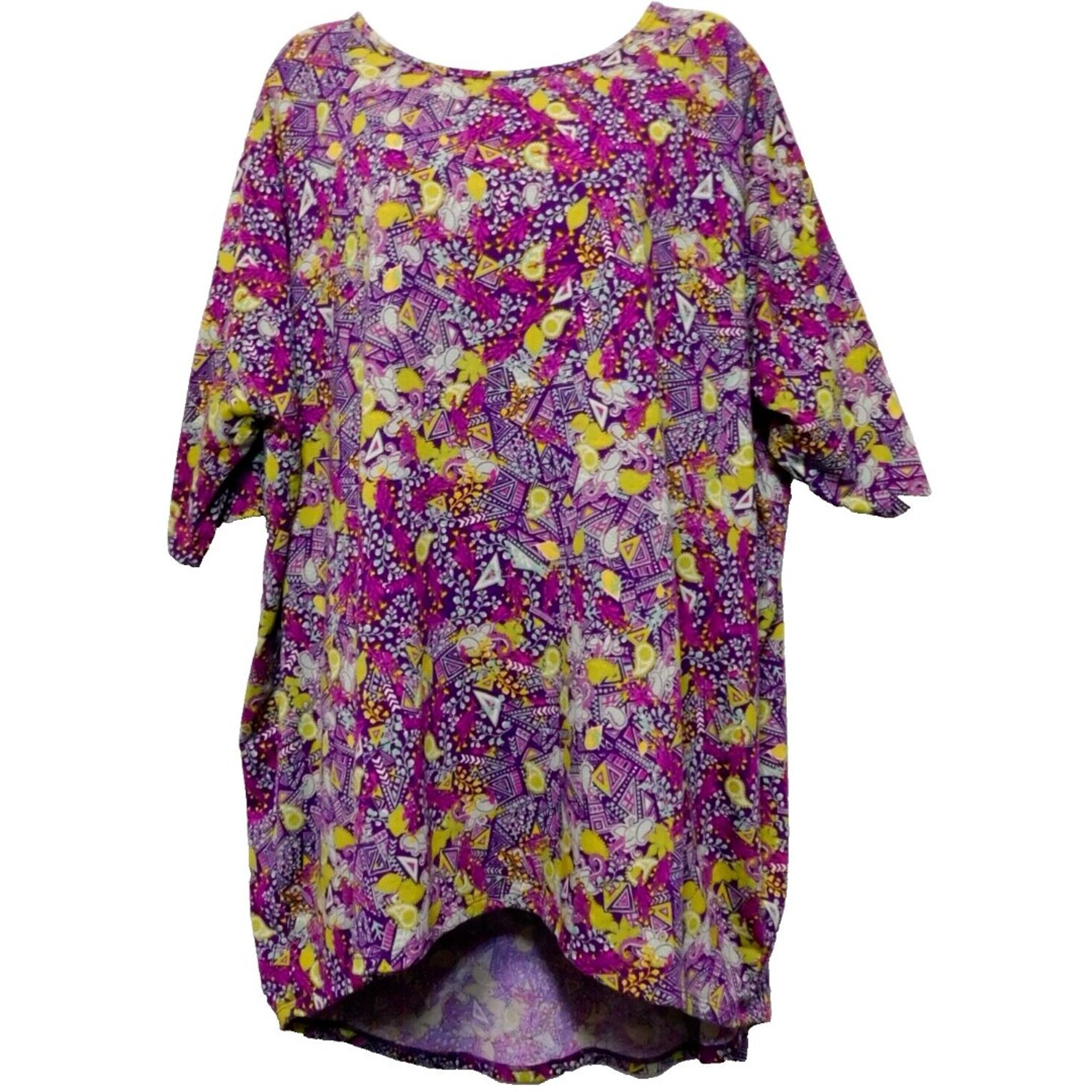 LulaRoe Irma Tunic Top Womens Plus 2XL High Low Shirt Purple Print Pullover