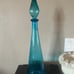 Vintage 1960’s Empoli-Kingfisher Blue- Genie Bottle flame Glass Decanter 18”